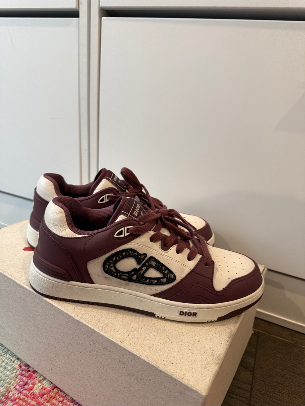 Dior Women’s Burgundy and White Low-Top Sneakers